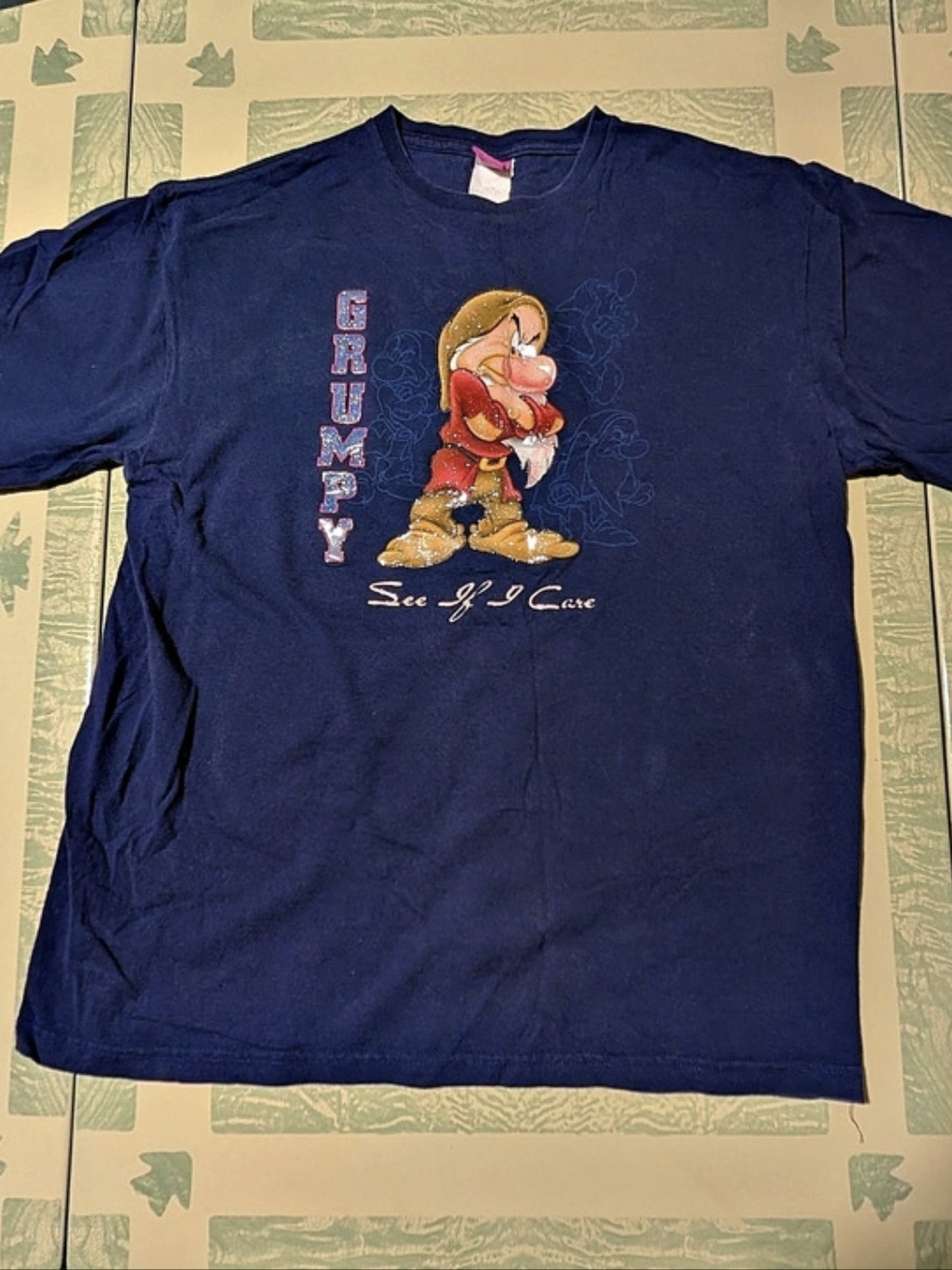 Disney Vintage Wonderful World of Disney Grumpy See If I Care T-Shirt Blue XL